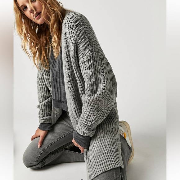 Free People Nightengale cardigan grey (NWT) size xs - Oversized - Picture 1 of 4